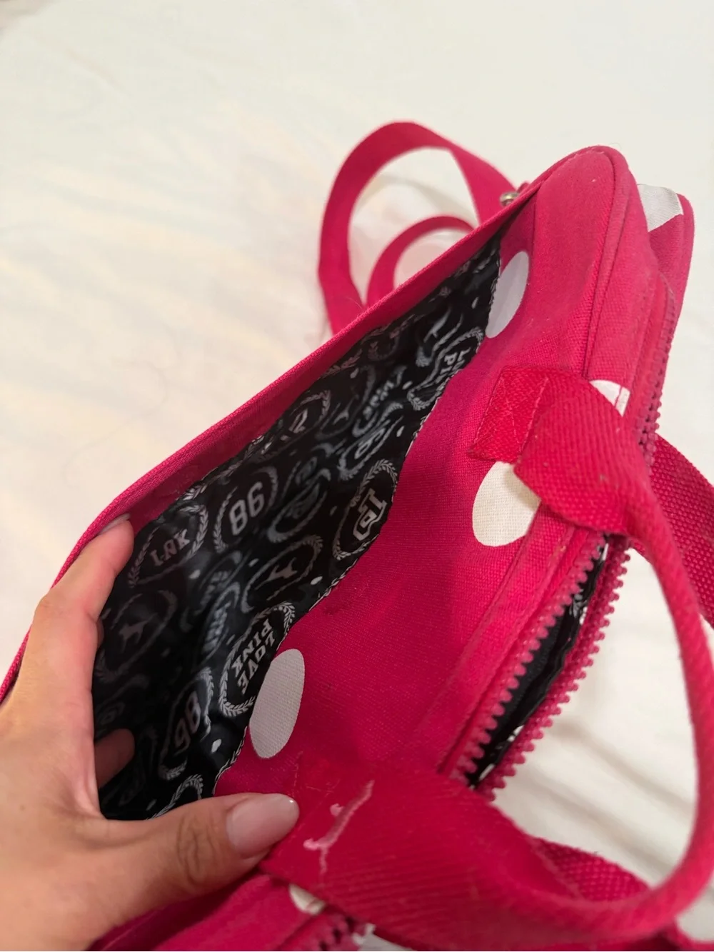 PINK Victoria's Secret Hot Pink Polka Dot Laptop Bag